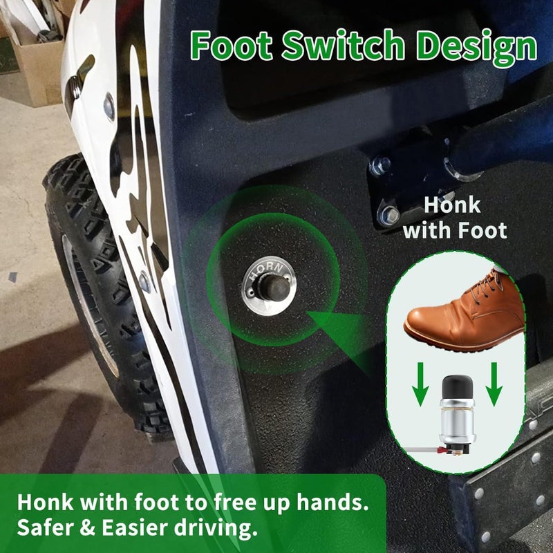 10L0L Universal Golf Cart Horn Switch Button 12 Volt/15 Amp with Dust Cover Floor Mount for Club Car EZGO Yamaha - Image 2